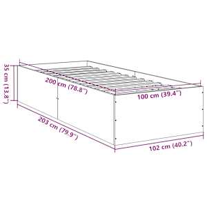 Rám postele betonově šedý 100 x 200 cm kompozitní dřevo - obrázek 10