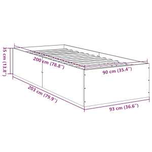 Rám postele betonově šedý 90 x 200 cm kompozitní dřevo - obrázek 10