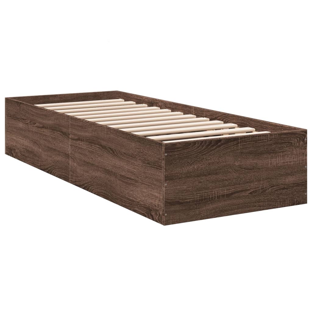 vidaXL Sängynrunko ruskea tammi 90x190 cm tekninen puu