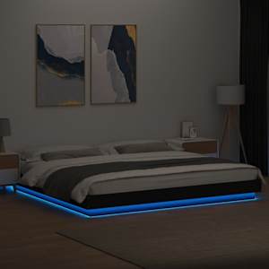 Rám postele s LED osvětlením černý 200x200 cm kompozitní dřevo - obrázek 4