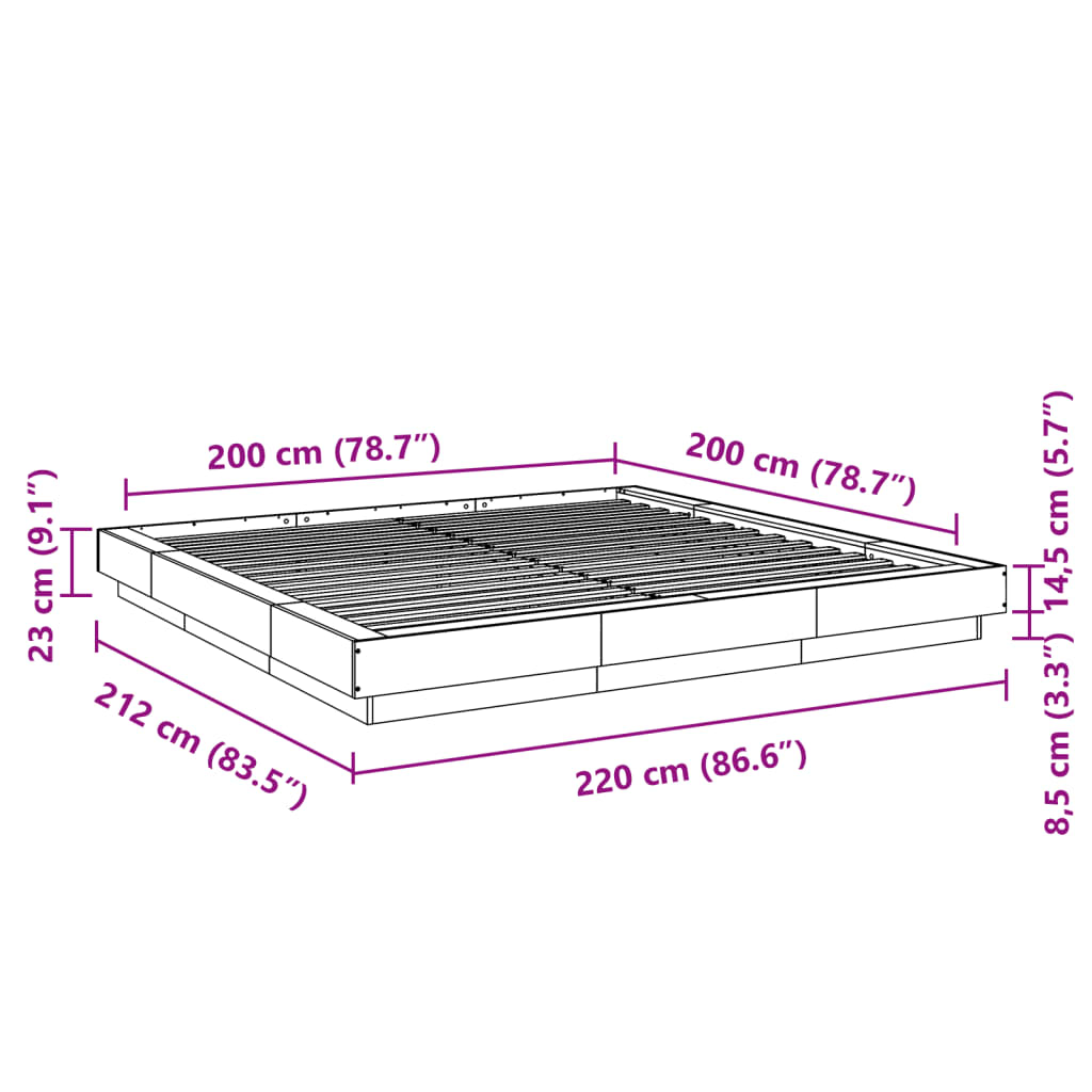Rám postele s LED osvětlením dub sonoma 200 x 200 cm kompozit - obrázek 14