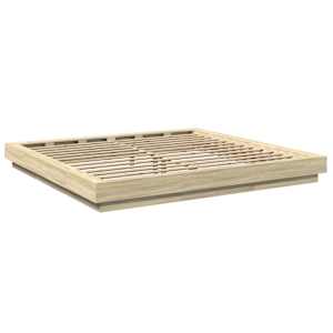 Rám postele s LED osvětlením dub sonoma 200 x 200 cm kompozit - obrázek 7