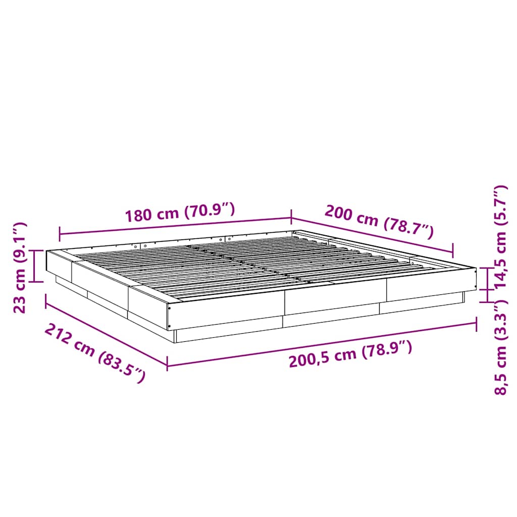 Rám postele s LED osvětlením bílý 180 x 200 cm kompozitní dřevo - obrázek 14