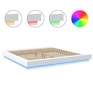 Rám postele s LED osvětlením bílý 180 x 200 cm kompozitní dřevo - obrázek 8
