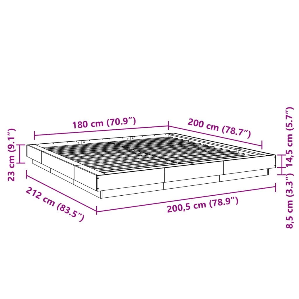 Rám postele s LED osvětlením dub sonoma 180 x 200 cm kompozit - obrázek 14