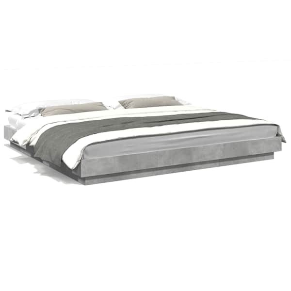 vidaXL voodiraam LED-tuledega, betoonhall, 180 x 200 cm, tehispuit