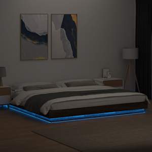 Rám postele s LED osvětlením hnědý dub 180 x 200 cm kompozit - obrázek 4