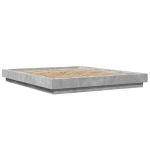 vidaXL Cadre de lit et lumi&egrave;res LED sans matelas gris b&eacute;ton 160x200 cm
