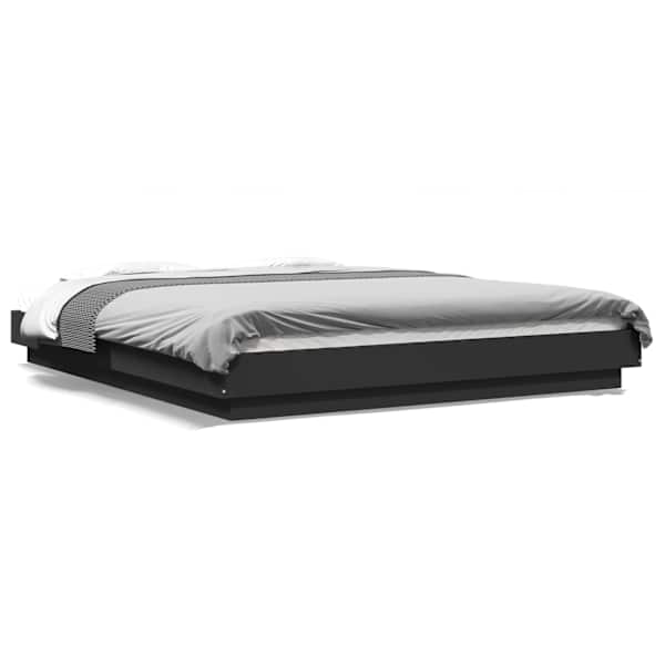 vidaXL voodiraam LED-tuledega, must, 150 x 200 cm, tehispuit