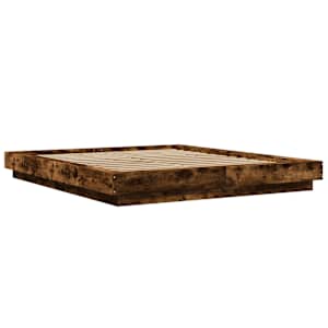 vidaXL Cadre de lit et lumi&egrave;res LED sans matelas ch&ecirc;ne fum&eacute; 150x200 cm