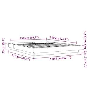 Rám postele s LED osvětlením šedý sonoma 150 x 200 cm kompozit - obrázek 14