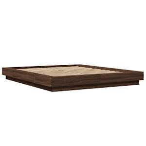 vidaXL Bedframe met LED-verlichting bruin eikenkleurig 150x200 cm