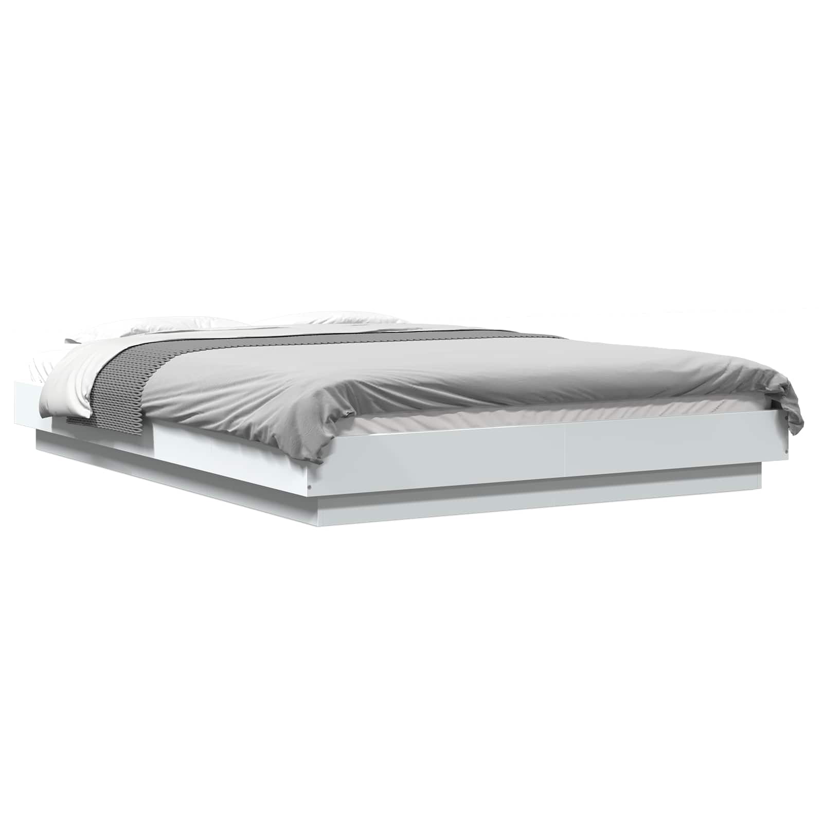 Πλαίσιο Κρεβατιού με Φώτα LED Λευκό 140x200 εκ. Επεξ. Ξύλο - Image 4