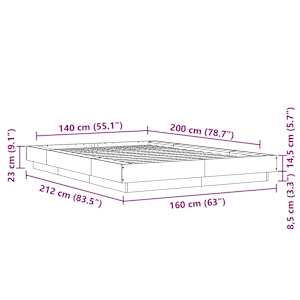 Rám postele s LED osvětlením šedý sonoma 140 x 200 cm kompozit - obrázek 14
