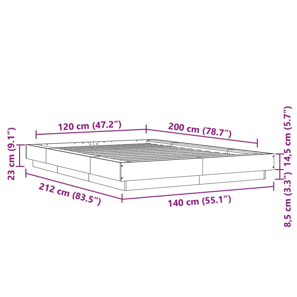 Rám postele s LED osvětlením dub sonoma 120 x 200 cm kompozit - obrázek 14