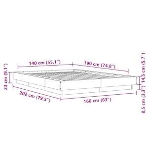 Rám postele s LED osvětlením černý 140x190 cm kompozitní dřevo - obrázek 14