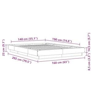 Rám postele s LED osvětlením dub sonoma 140 x 190 cm kompozit - obrázek 14