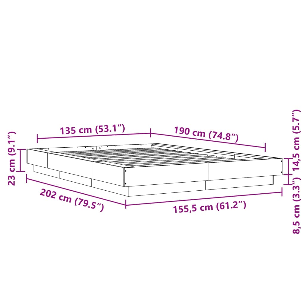 Rám postele s LED osvětlením bílý 135 x 190 cm kompozitní dřevo - obrázek 14