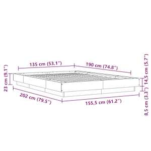 Rám postele s LED osvětlením betonově šedý 135x190 cm kompozit - obrázek 14