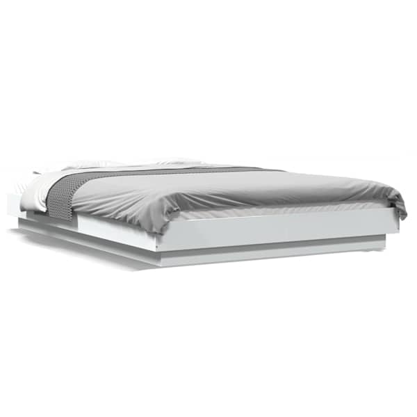 vidaXL voodiraam LED-tuledega,valge, 120x190 cm, tehispuit
