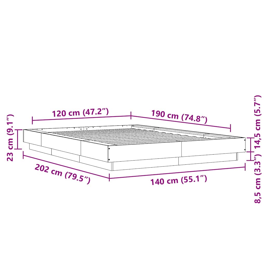 Rám postele s LED osvětlením bílý 120 x 190 cm kompozitní dřevo - obrázek 14