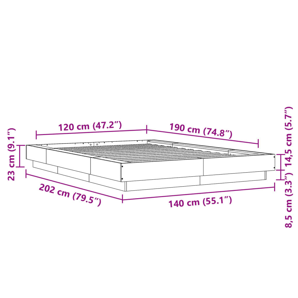 Rám postele s LED osvětlením černý 120x190 cm kompozitní dřevo - obrázek 14