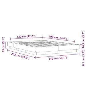 Rám postele s LED osvětlením šedý sonoma 120 x 190 cm kompozit - obrázek 14