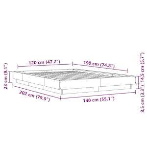 Rám postele s LED osvětlením hnědý dub 120 x 190 cm kompozit - obrázek 14