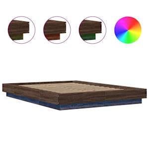 Rám postele s LED osvětlením hnědý dub 120 x 190 cm kompozit - obrázek 8