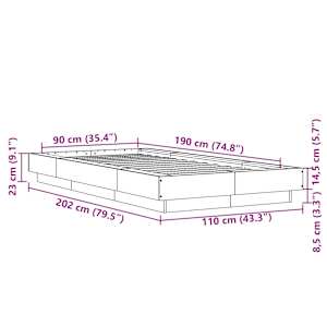 Rám postele s LED osvětlením bílý 90 x 190 cm kompozitní dřevo - obrázek 14