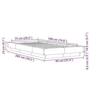 Rám postele s LED osvětlením dub sonoma 75 x 190 cm kompozit - obrázek 14
