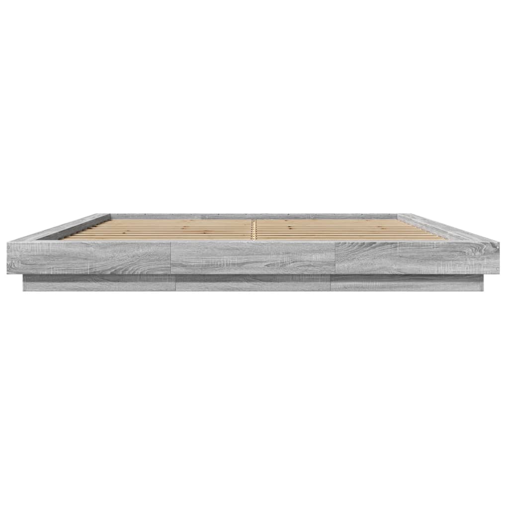 vidaXL Bedframe bewerkt hout grijs sonoma eikenkleurig 200x200 cm, foto 4