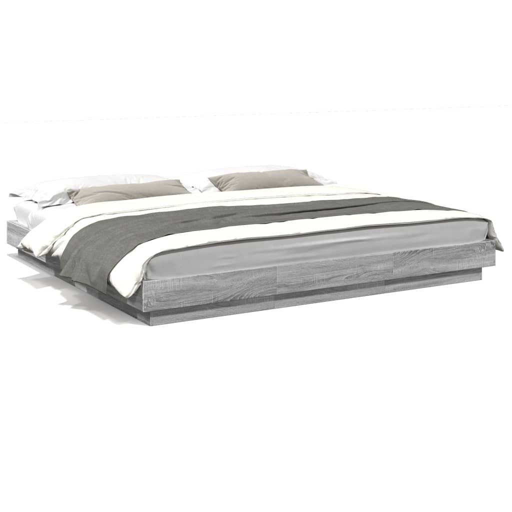 vidaXL Bedframe bewerkt hout grijs sonoma eikenkleurig 180x200 cm, foto 3