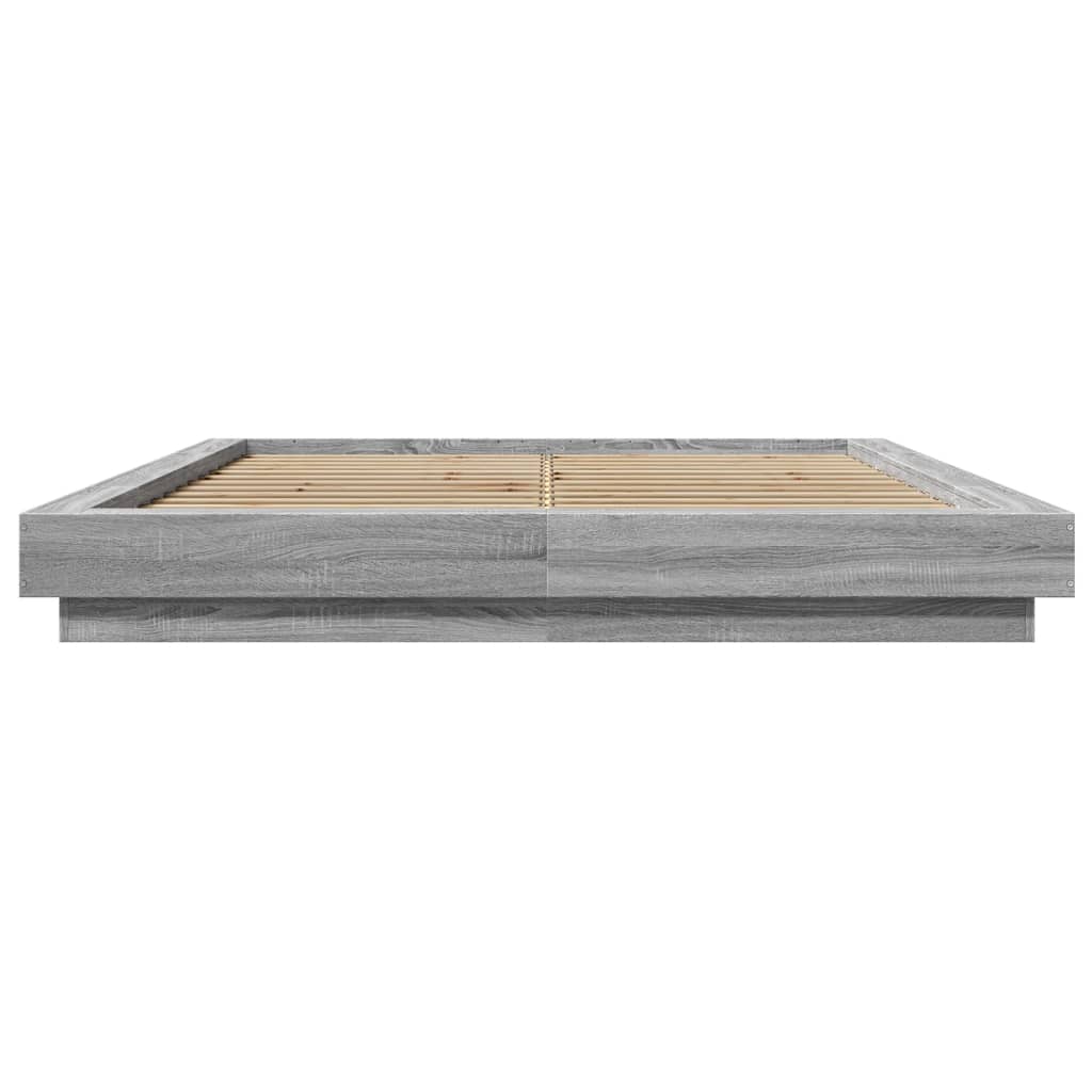 vidaXL Bedframe bewerkt hout grijs sonoma eikenkleurig 160x200 cm, foto 4