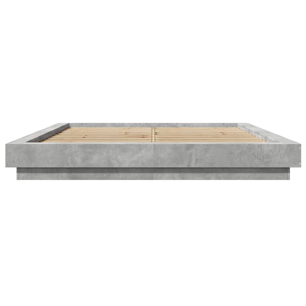 vidaXL Bedframe bewerkt hout betongrijs 150x200 cm grijs, foto 4