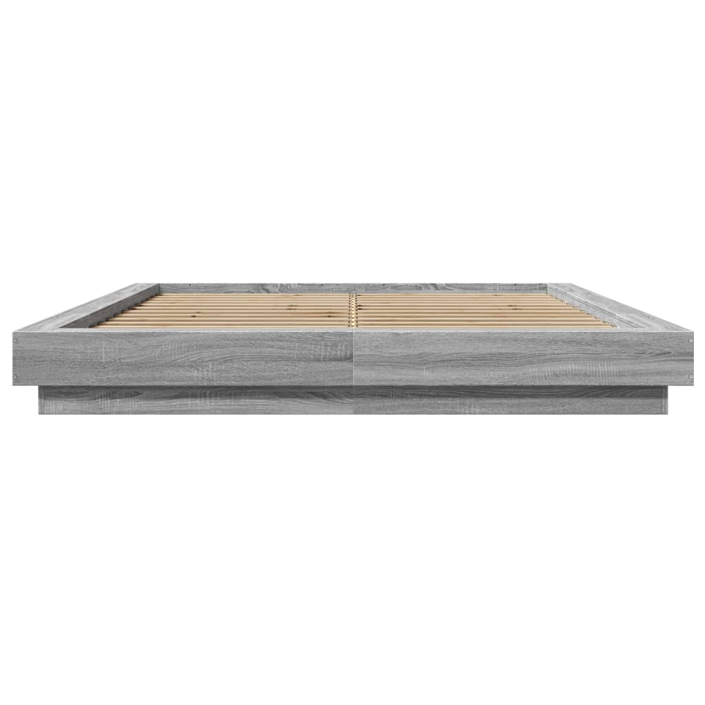 vidaXL Bedframe bewerkt hout grijs sonoma eikenkleurig 150x200 cm, foto 4