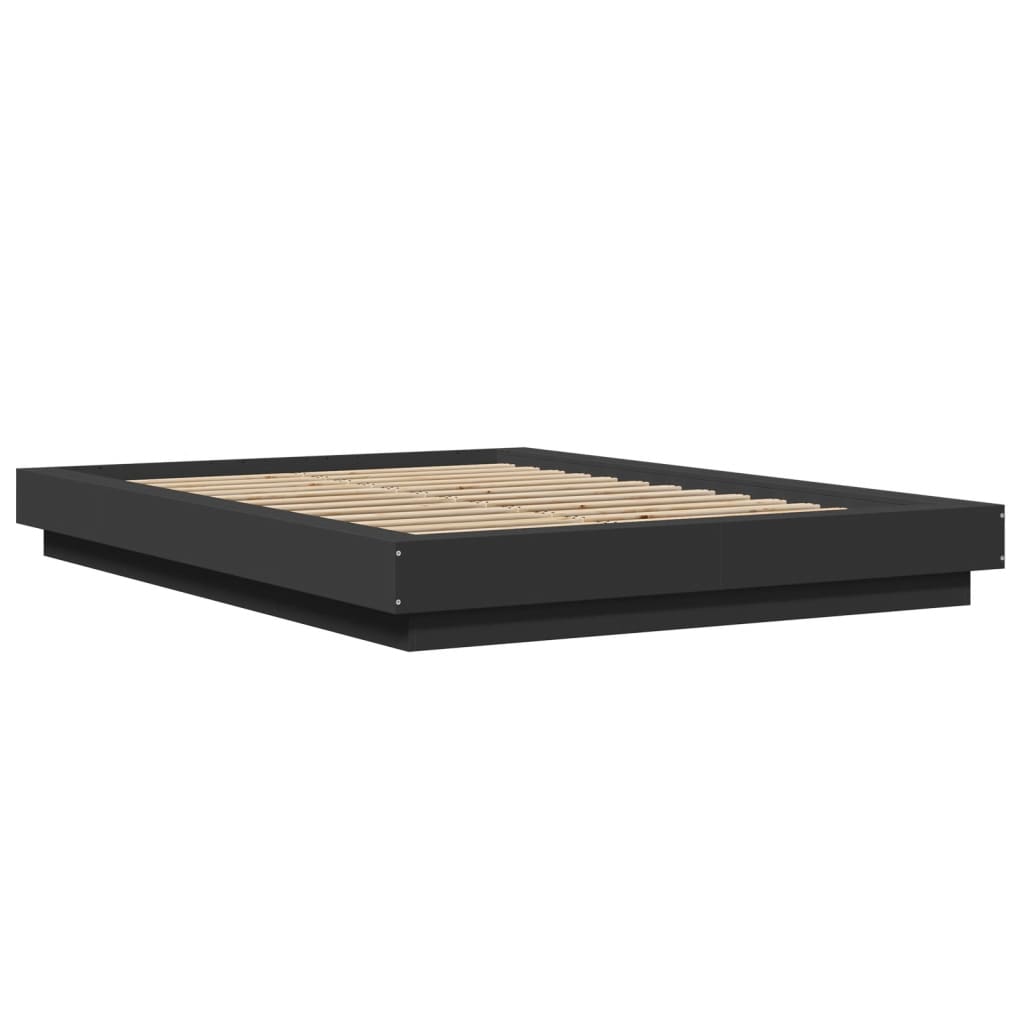 vidaXL Bedframe bewerkt hout zwart 140x200 cm afbeelding