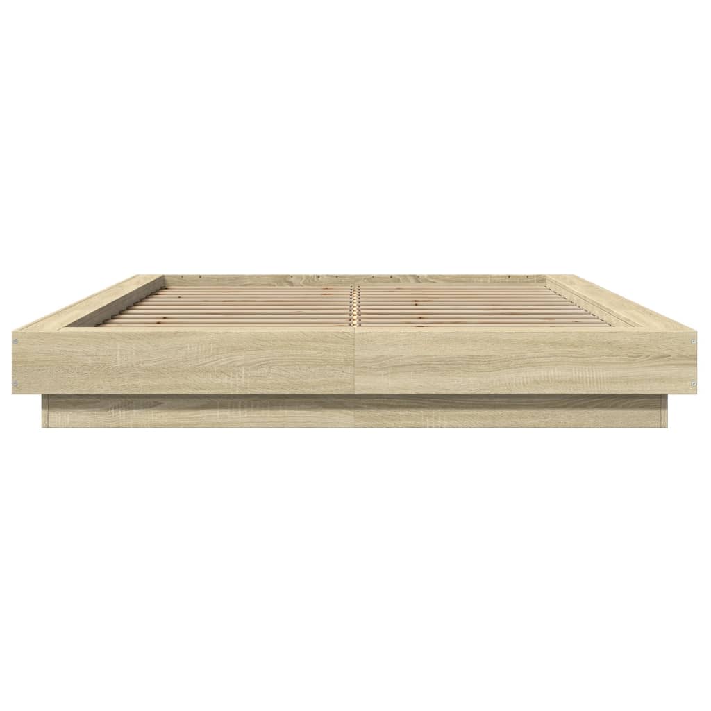 vidaXL Bedframe bewerkt hout sonoma eikenkleurig 140x200 cm, foto 4
