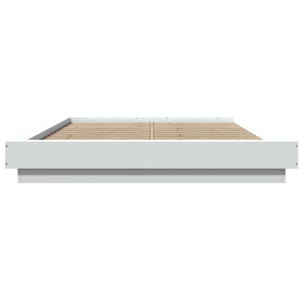 vidaXL Bedframe LED massief hout wit 120x200 cm, foto 4