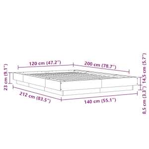 Rám postele černý 120 x 200 cm kompozitní dřevo - obrázek 10