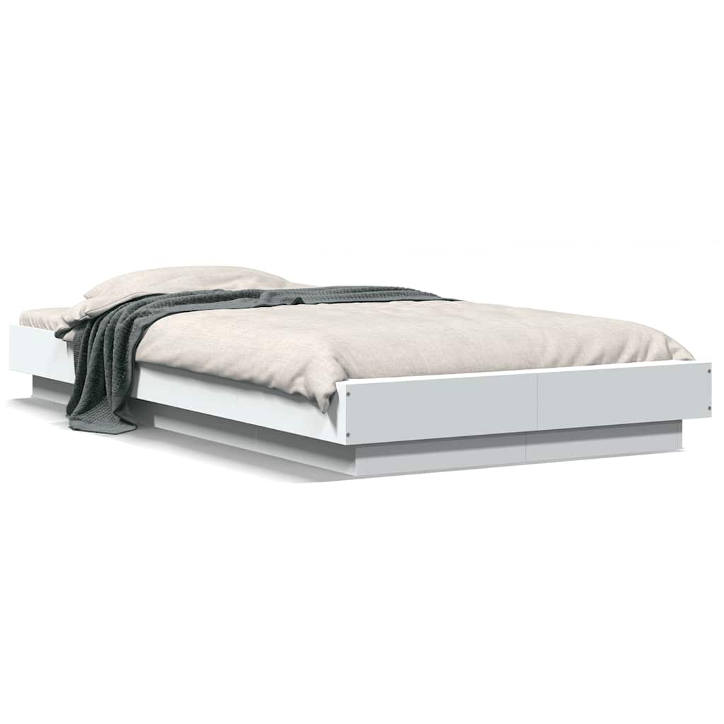 vidaXL Cadru de pat, alb, 100x200 cm, lemn prelucrat