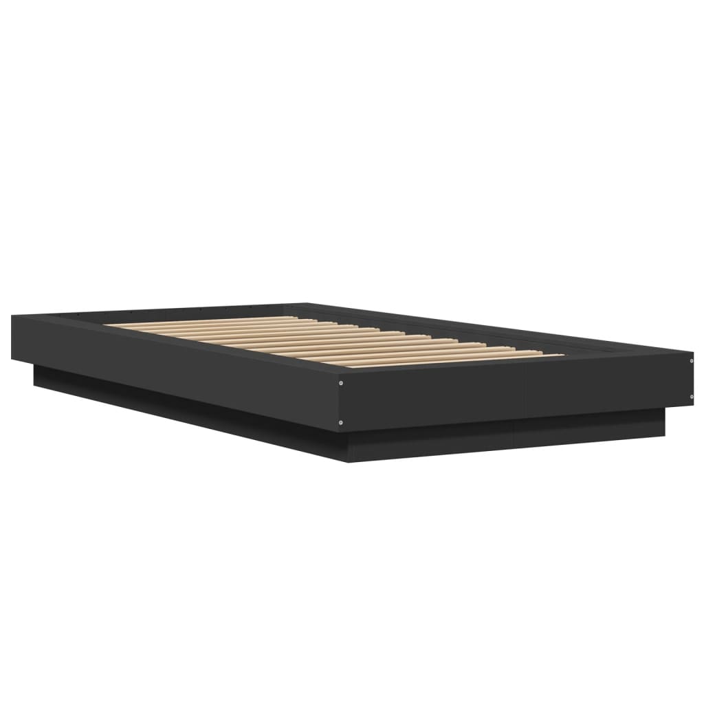 vidaXL Bedframe bewerkt hout zwart 100x200 cm afbeelding