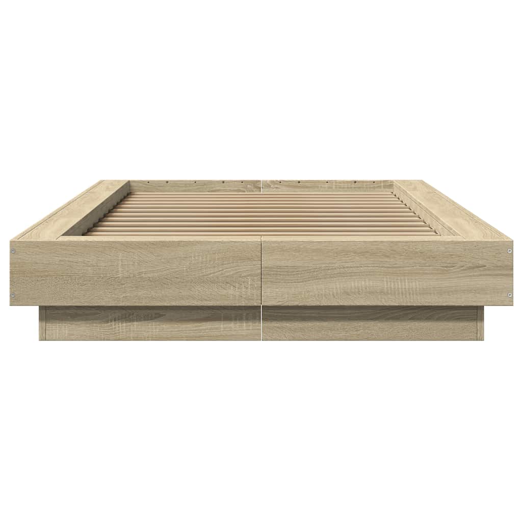 vidaXL Bedframe bewerkt hout sonoma eikenkleurig 100x200 cm, foto 4