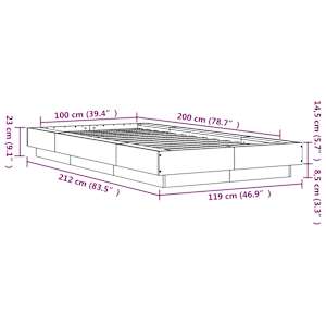 Rám postele betonově šedý 100 x 200 cm kompozitní dřevo - obrázek 10