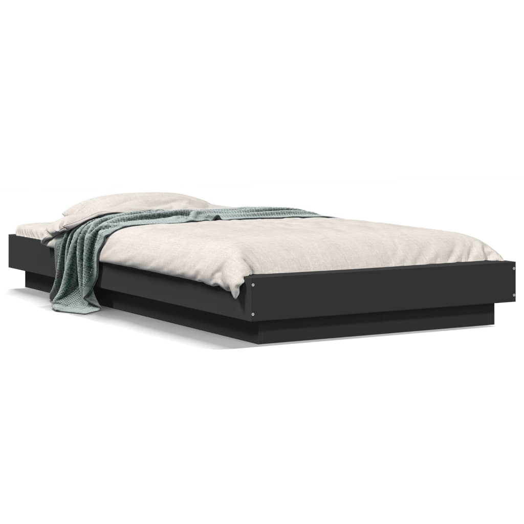 vidaXL Bedframe bewerkt hout zwart 90x200 cm, foto 3