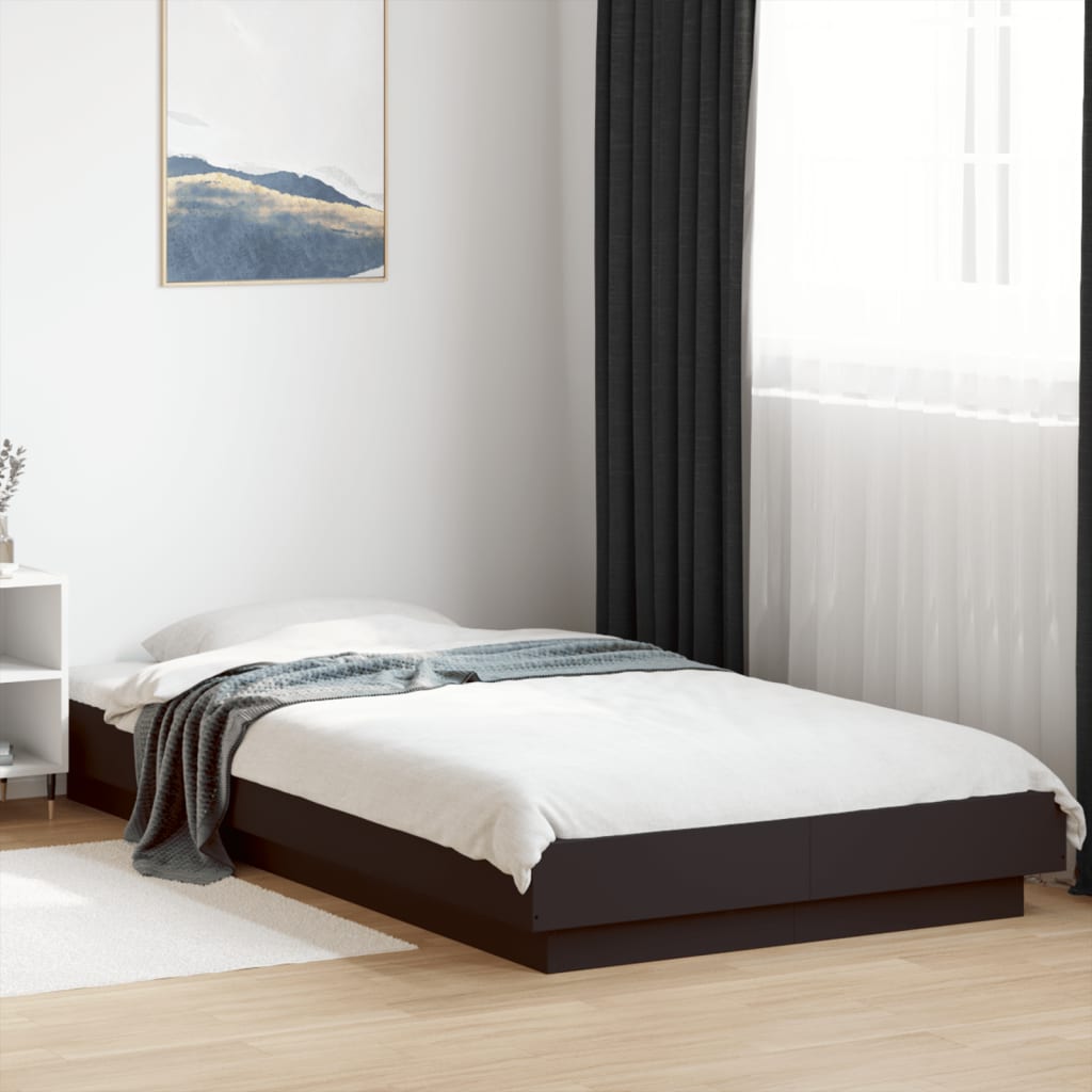 Sengeramme 90×200 cm i konstrueret træ - sort platformsseng