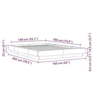 Rám postele betonově šedý 140 x 190 cm kompozitní dřevo - obrázek 10