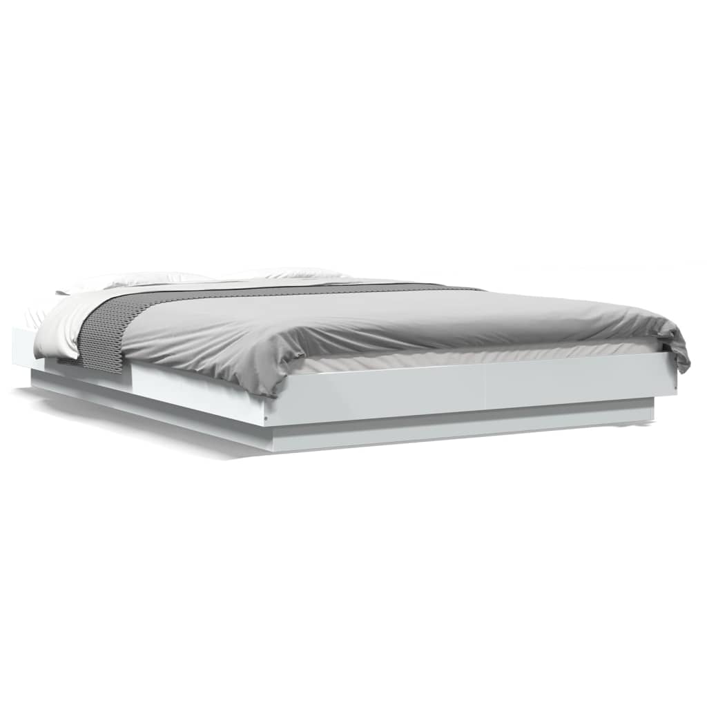 vidaXL Cadru de pat, alb ,135x190 cm, lemn prelucrat