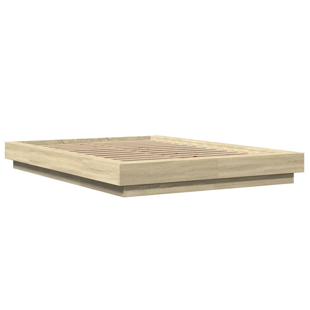 vidaXL Bedframe bewerkt hout sonoma eikenkleurig 135x190 cm afbeelding