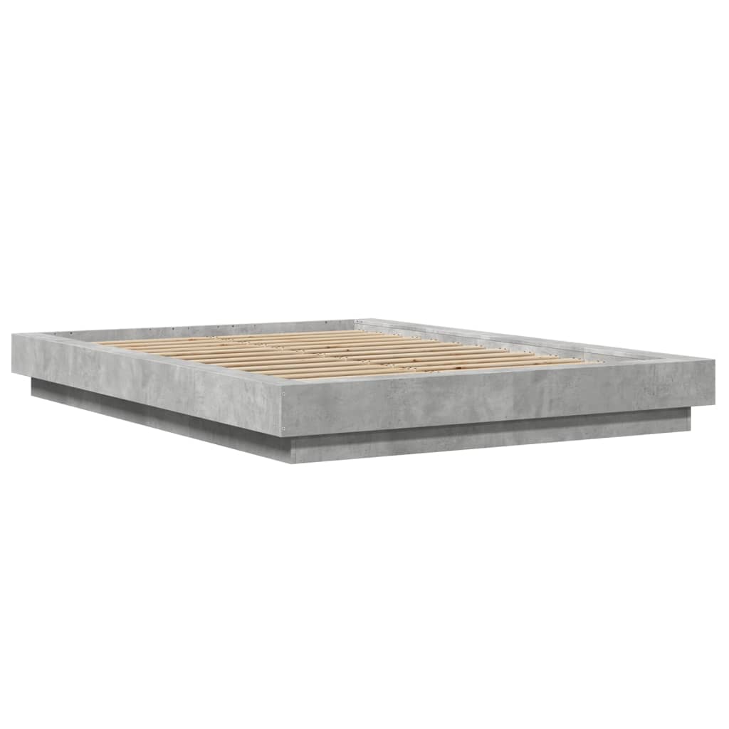 vidaXL Bedframe bewerkt hout betongrijs 135x190 cm afbeelding